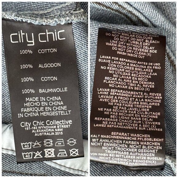 City Chic Denim Trucker Jacket Stretch in Med Wash 100% Cotton Women's SZ 18 (M) - Picture 7 of 9